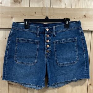 GAP Girlfriend Mid Rise Jean Shorts with Button-Fly
